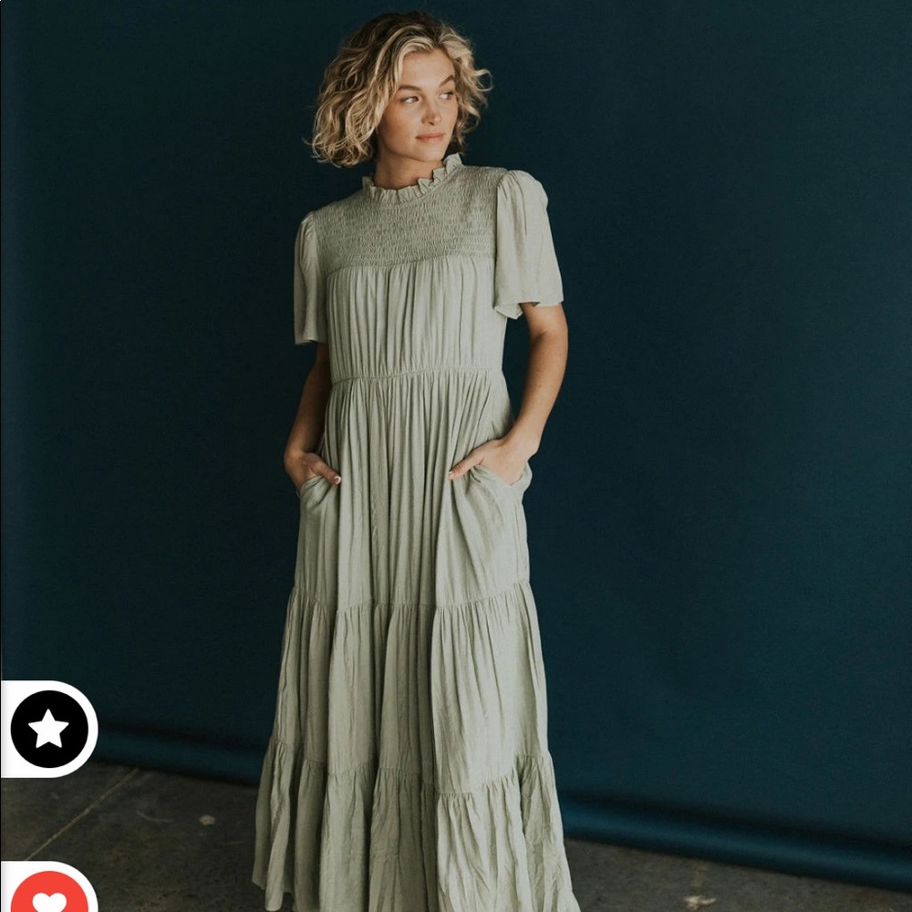 Smocked maxi dress in sage